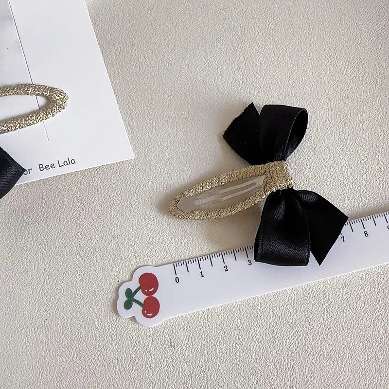 2pcs/set Velvet Black Bow BB Clips New Fashion Lace Hair Clips for Girls Teens Barrettes with Ribbon Trim Headwear Accessories