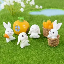

4Pcs/Set Resin Rabbit Miniature Figurines Micro Landscape Fairy Garden DIY Craft Easter Party Home Decoration Ornaments Supplies