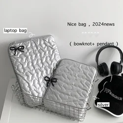 Cute Heart Design Tablet and Laptop Sleeve - Korean Version for macbook16 inch (Silver)