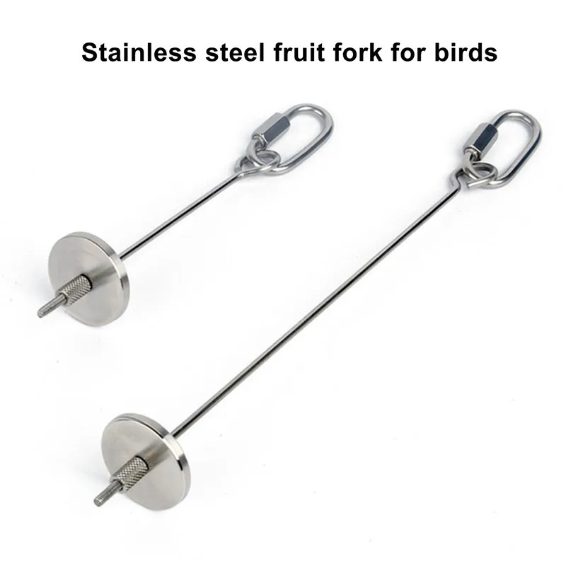 Bird Food Holder Stainless Steel Bird Hamster Foraging Feeder Hanging Fruit Stick Skewers Toy for Parrot Pet Hanging Supplies