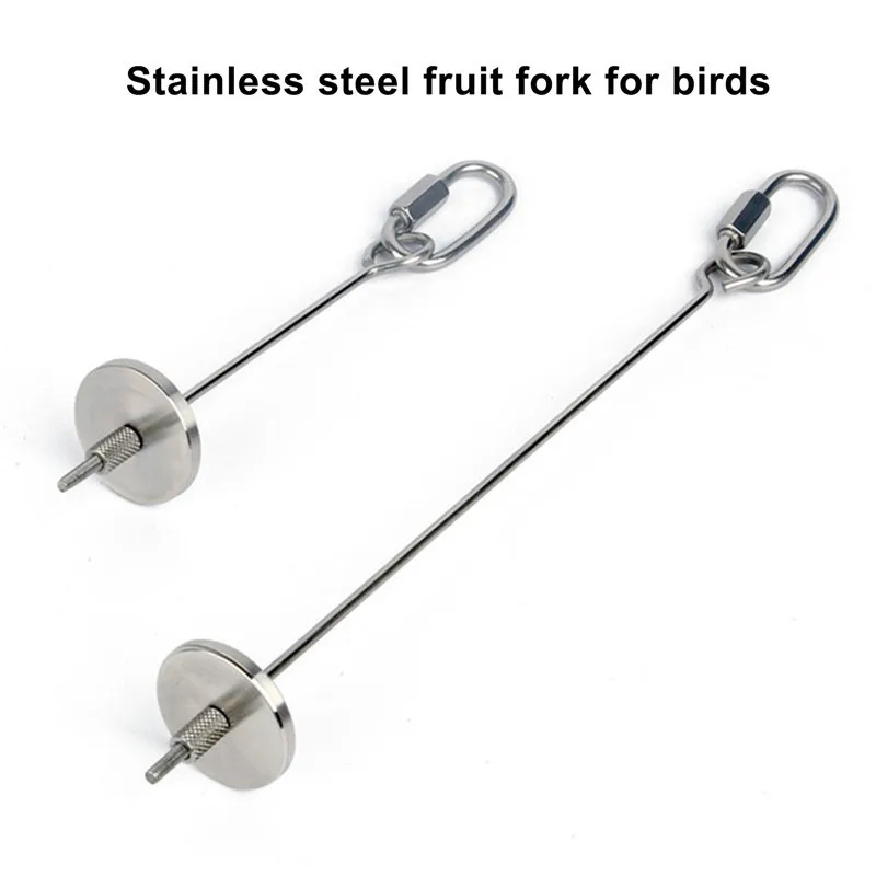 Bird Food Holder Stainless Steel Bird Hamster Foraging Feeder Hanging Fruit Stick Skewers Toy for Parrot Pet Hanging Supplies bird food holder