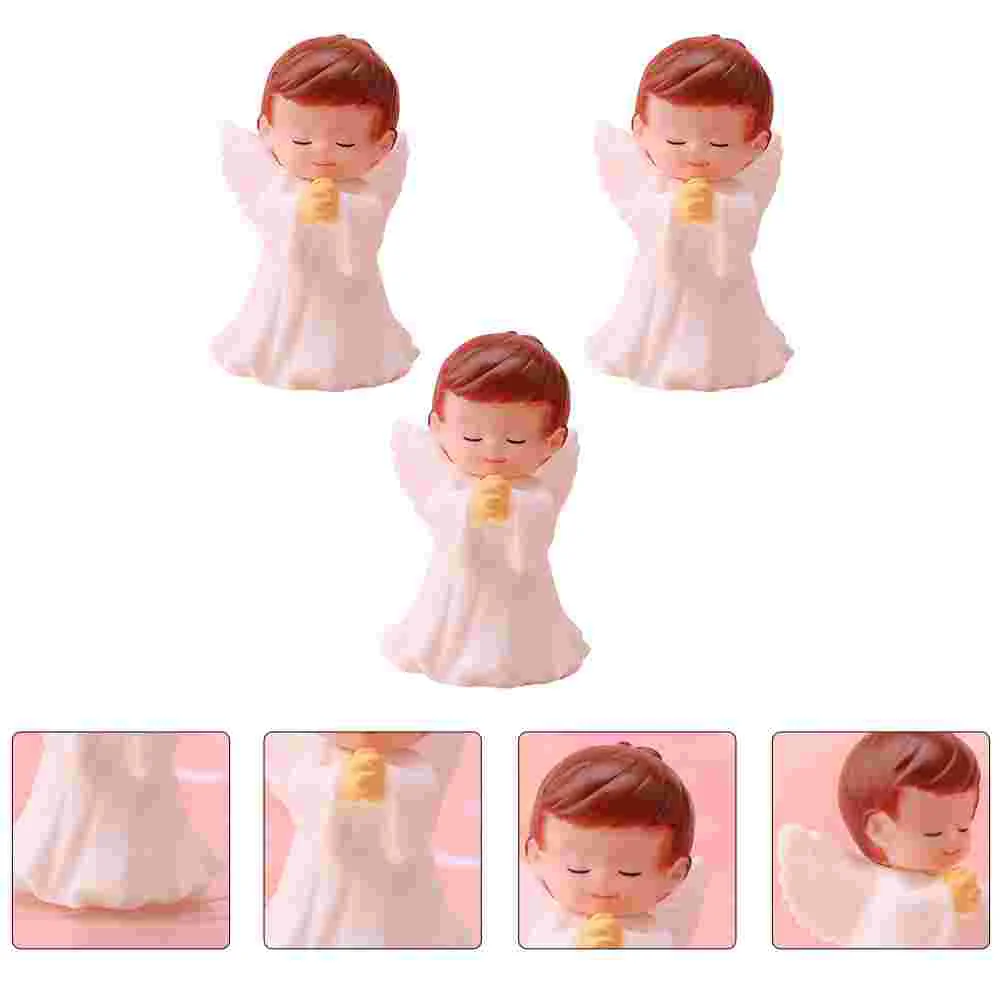 3 Pcs Praying Angel Model Decor Baby Statue Jesus Plushie Vintage Plastic Sculpture Resin Child Office desk ornament woman