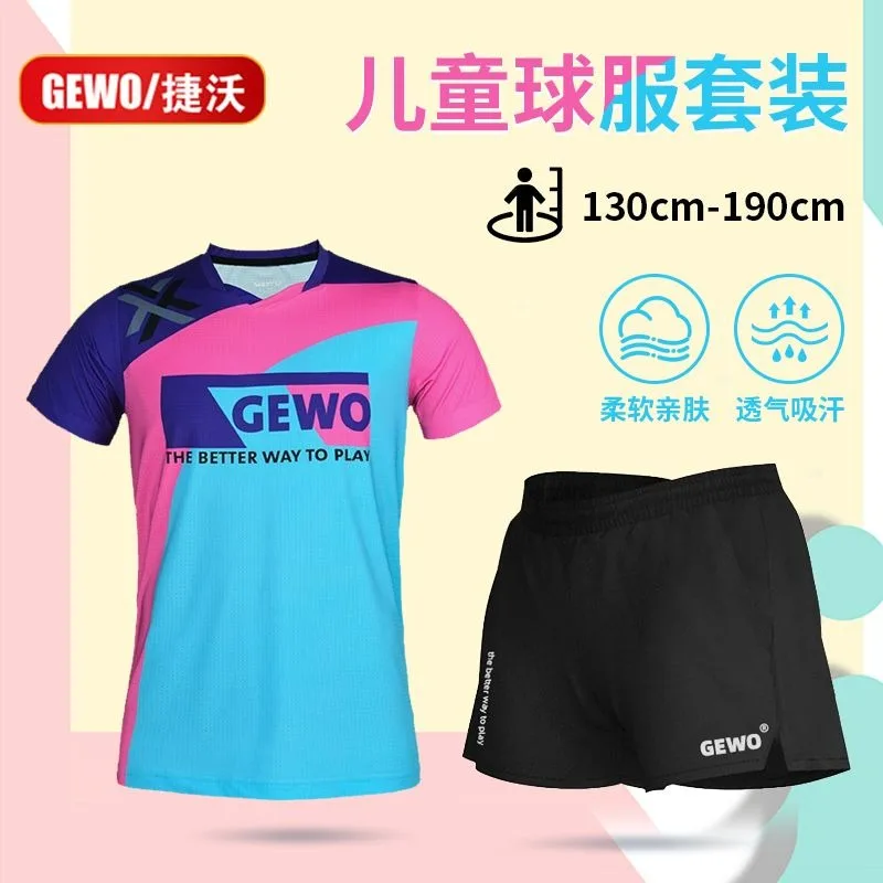 GEWO Sports Set Children's and Adult Table Tennis Sportswear Short Sleeve Quick Drying Competition Training T-shirt