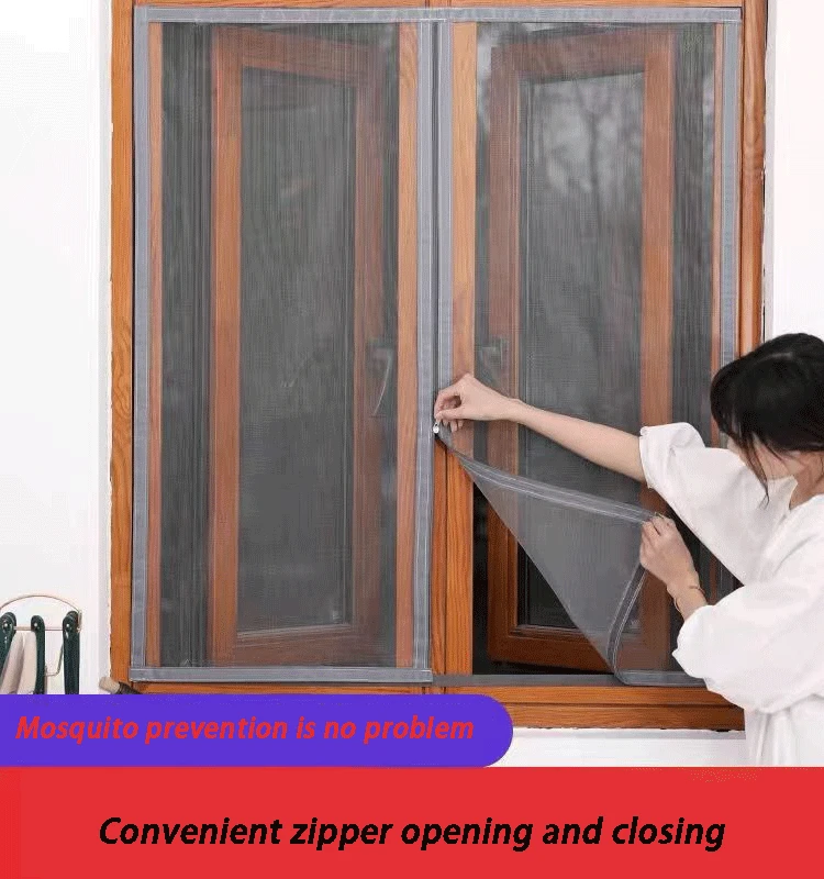 Description Picture 3 of itemCustomizable screen windows, household self installed mosquito nets, self-adhesive screen window curtains, new zipper gray