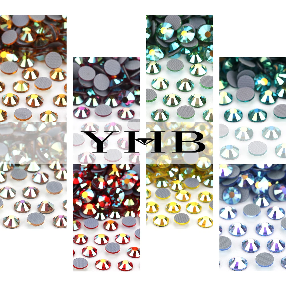 YHB White Black Crystal AB Flatback Hotfix Rhinestones For Shoes Bags  Fabric Garment Decoration DiY Jewelry Accessories