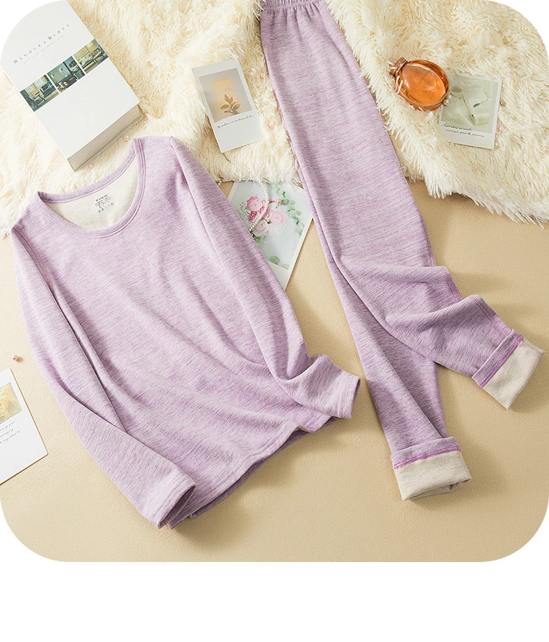 Winter Thermo Unterwäsche Thermo Frauen Kleidung Herren Unterwäsche Wolle und Seide Doppels chicht Fleece gebürstete Tops Thermo hosen Set – Detail 6