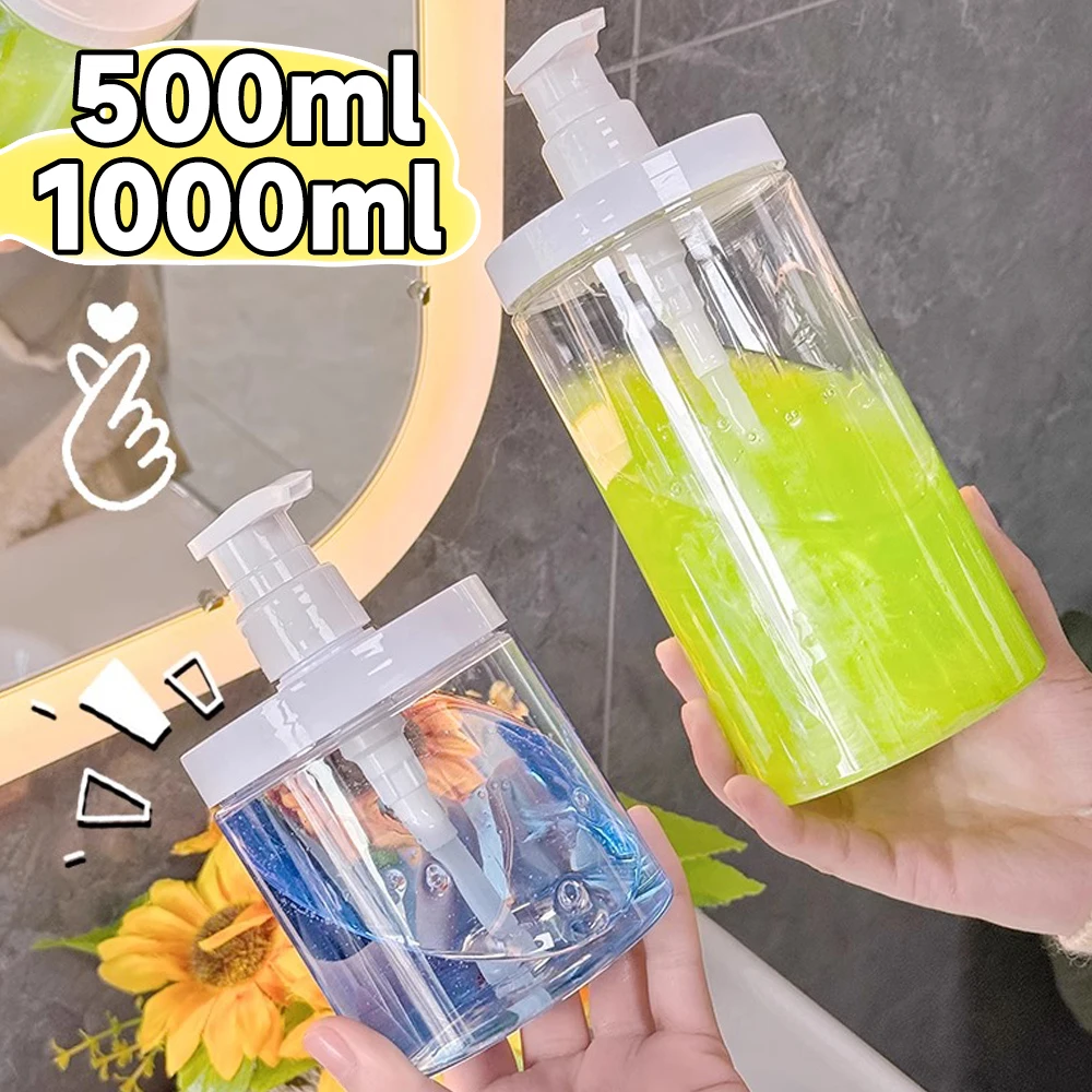 Refillable Wide Mouth Pump Bottle Dispenser for Soap or Travel Essentials (500ml/1000ml)