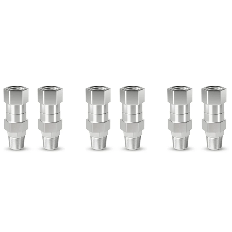 

6Pcs Pressure Washer Swivel, 3/8 Inch NPT Male Thread Fitting, Stainless Steel, Kink Free To Hose Fitting
