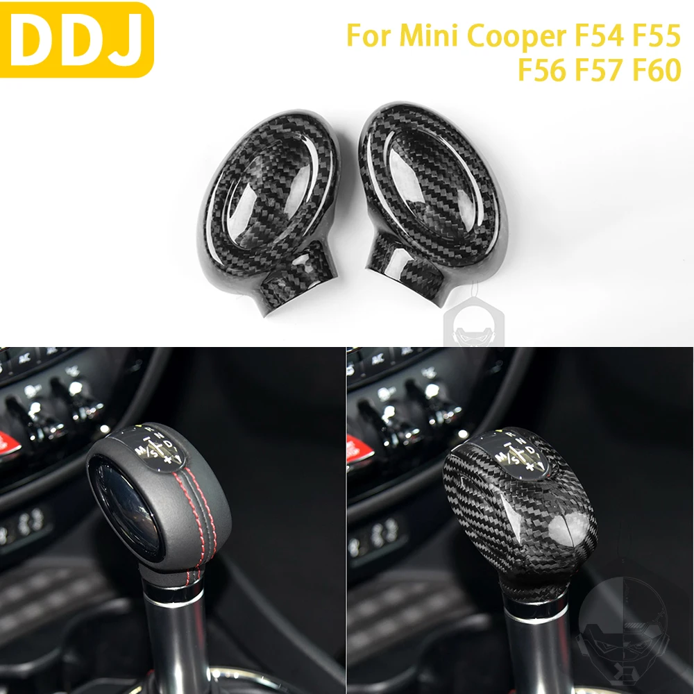 

For Mini Cooper F54 F55 F56 F57 F60 Accessories Carbon Fiber Interior Car Gear Shift Knob Cover Trim Sticker Decoration