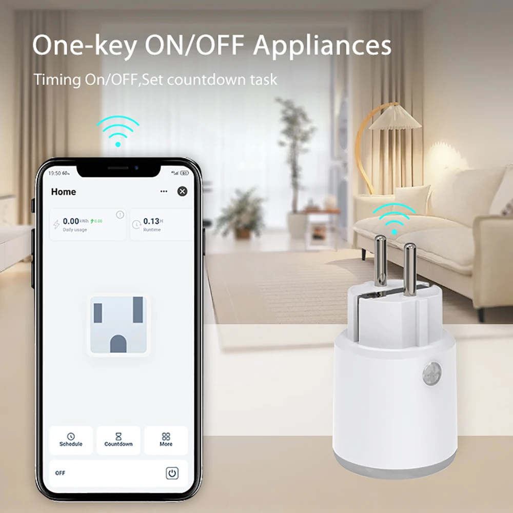 Tuya Homekit Matter Smart Power Plug Wifi 16A Power Meter Remote Control EU Outl
