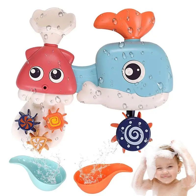 

Whale Bath Toy Pool Bathroom Tub Toy With 2 Spoons Water Bath Toy Suction Spinner Toy Whale Squirt Toy Bathtub Bath Time Gift