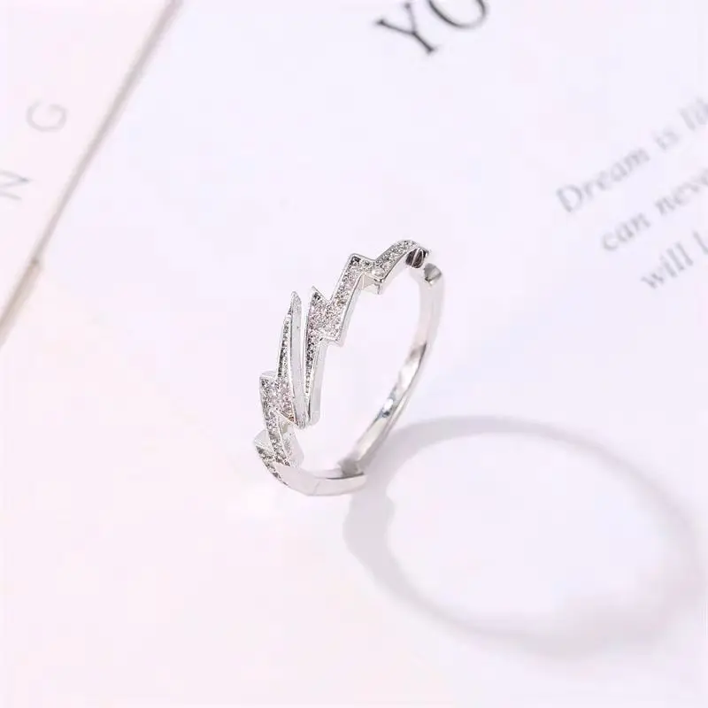 Punk Hip Hop Zircon Lightning Open Rings for Men Creative Adjustable Ring zircon rings,fashion rings,punk rings,fashion ring,finger rings