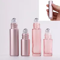 5X 5ml 10ml Rose Pink Color Thick Glass Roll On Essential Oil Empty Perfume Bottle Roller Ball Bottle For Travel Bottle Jars 1