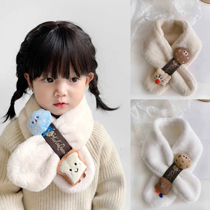Autumn Winter Baby Plush Scarf Soft Thicken Children Warm Neck Warmer Korean Style Cartoon Boys Girl Windproof Neckerchief