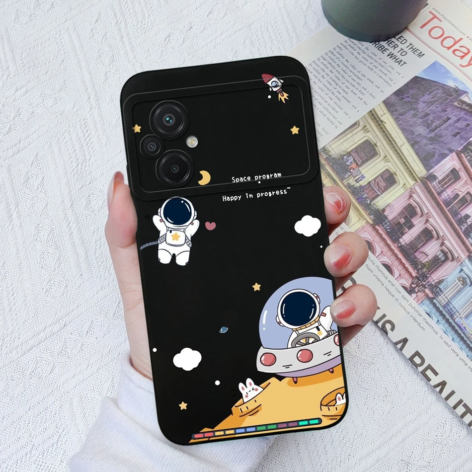 Astronaut Flower Soft Liquid Silicone Full Protection Anti-Drop Back Cover