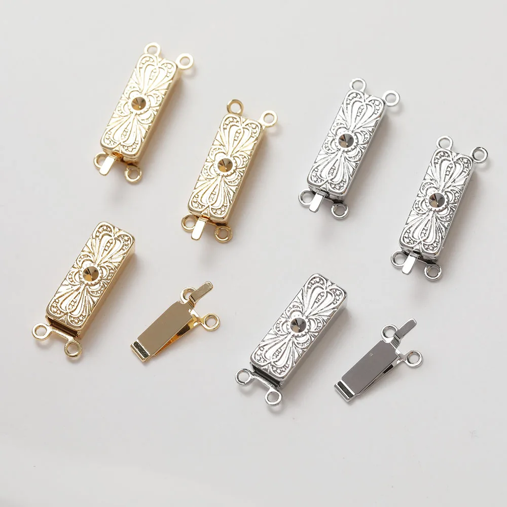 

14K gold plated retro rectangular double-hole buckle diy handmade bracelet necklace material accessories