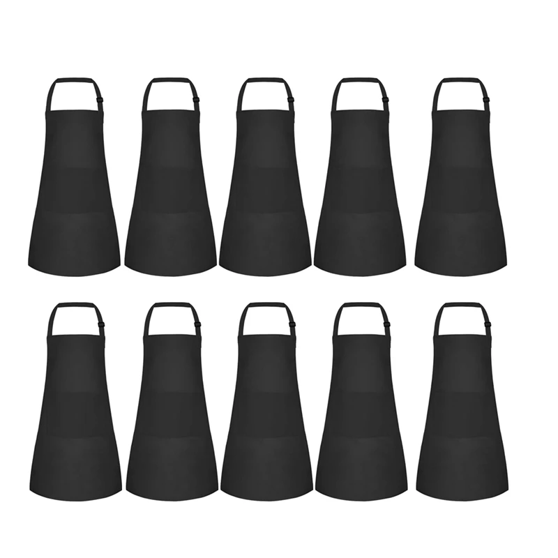 

10 Pack Kids Apron Adjustable Children Apron With 2 Pockets Chef Painting Apron For Cooking Baking Painting