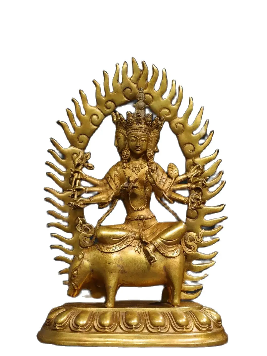 

Offering religious bronze gilded Buddha statues at home Size: Height 30cm, Width 20cm, Thickness 12cm, Weight 2.15kg