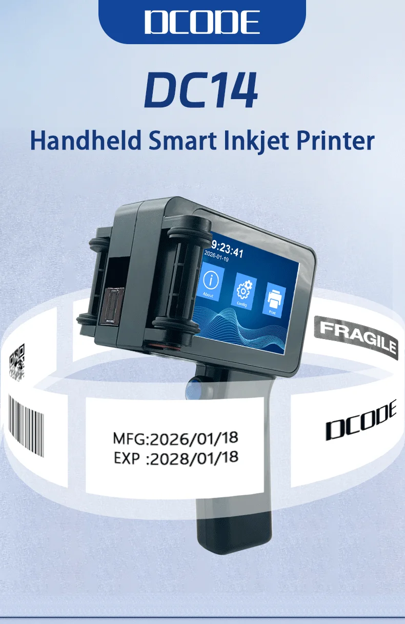 DC14 Mini Handheld Printer Portable Handheld Inkjet Printer Non-encrypted QR Bar