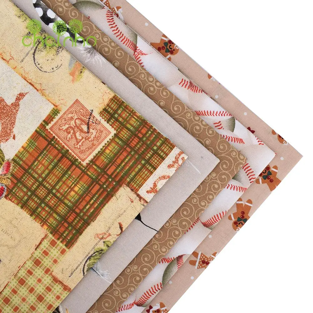 Chainho,Printed Plain Weave Cotton Fabric,Handmade DIY Quilting Sewing Material,Patchwork Cloth,Gray Color Series,20x25cm,15CD65