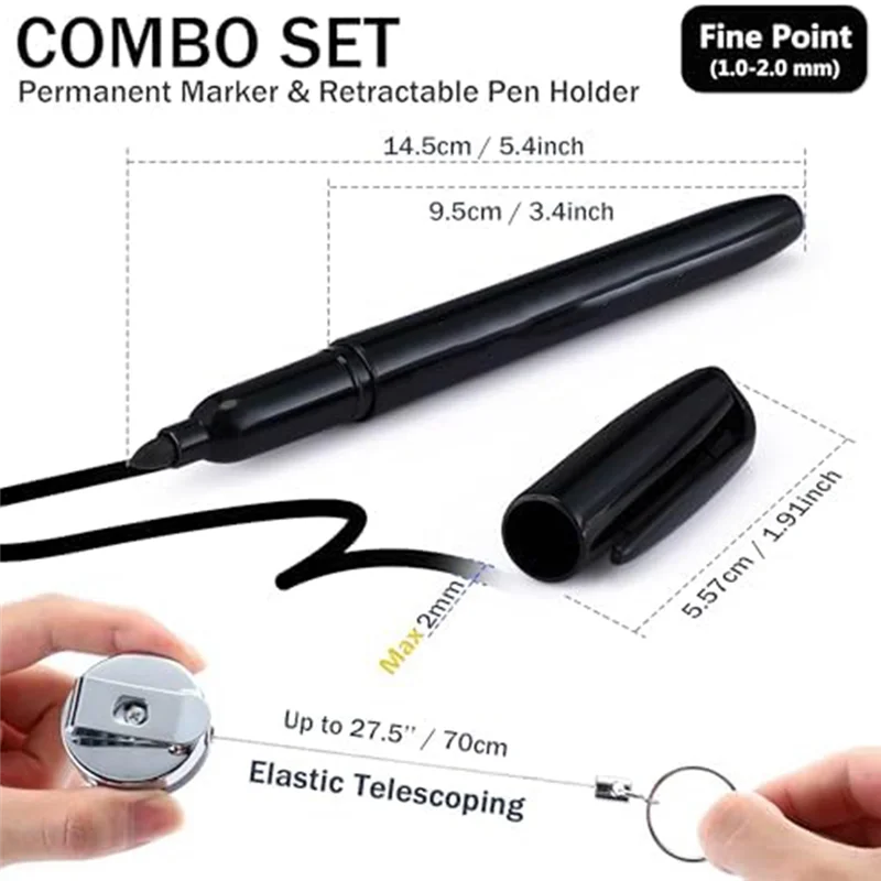 AA20-24PCS Conteggio pennarelli permanenti Pennarelli permanenti retrattili con portapenne retrattile - immagine 5