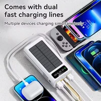 2026NEW 100000mAh Large Capacity Solar Powered Mobile Power Cord External Battery LED Light Portable Four Interface Charger - Image 4