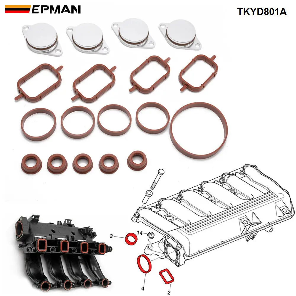 EPMAN 4 x 33mm Aluminium Swirl Flap Removal Repair Kit W Gaskets For BMW  E46 E39 E90 E39 / E60 / E61 Intake Manifold TKYD801A - AliExpress
