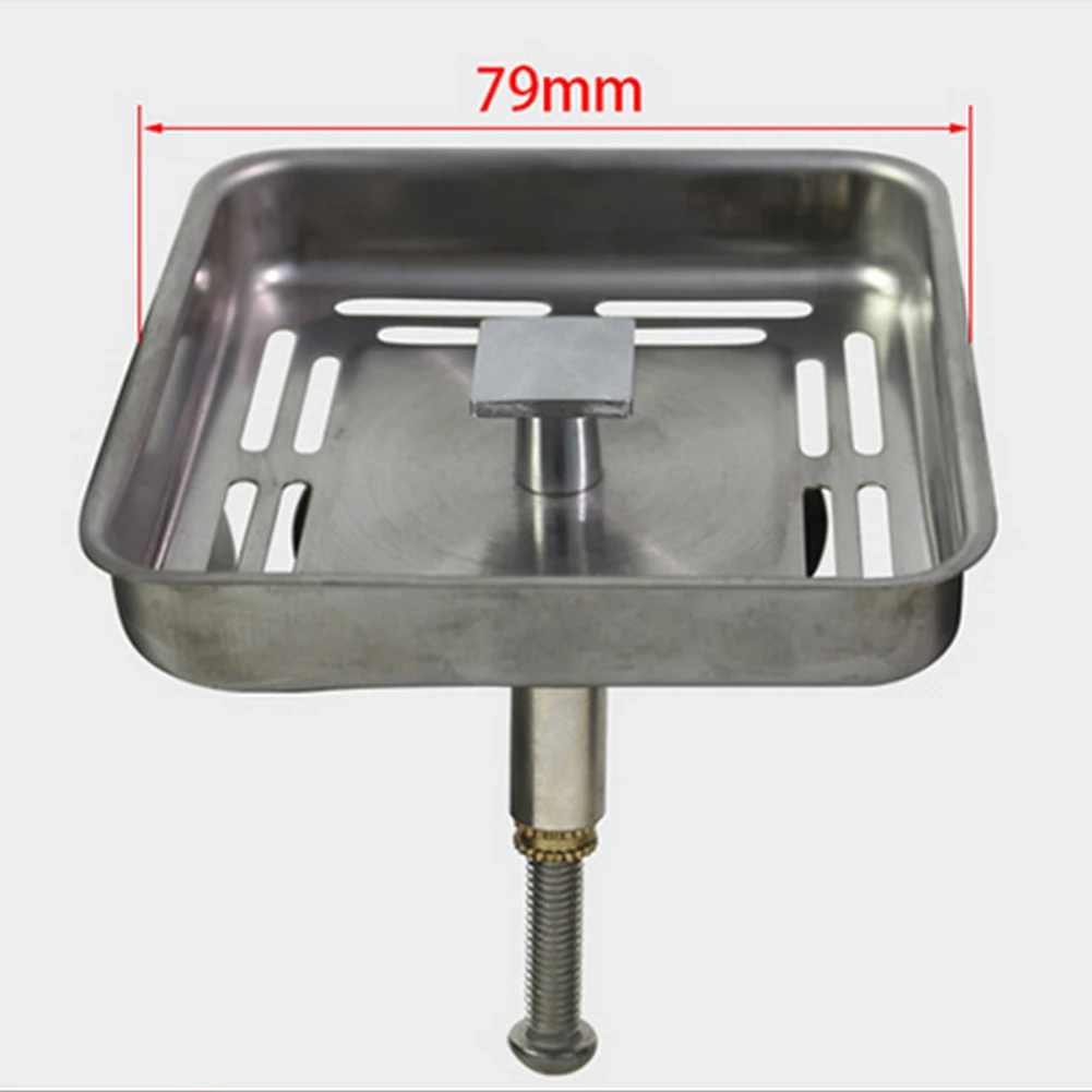 1pcs 79mm Square Stainless Steel Kitchen Sink Strainer Drainer Filtration Post Stopper Waste Kitchen Bathroom Supply