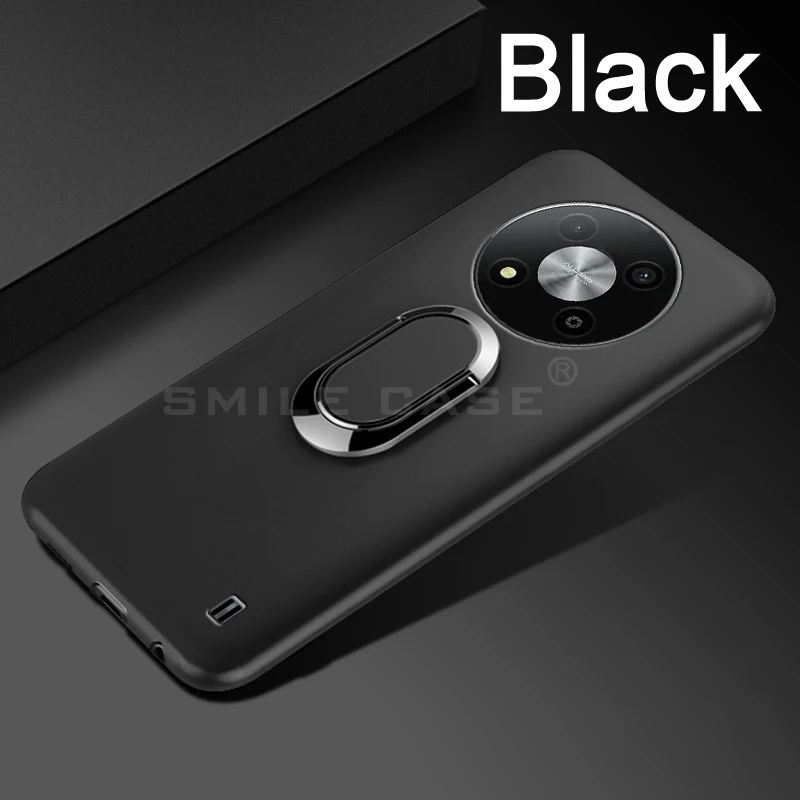 ZTE 블레이드 A73 5G Funda 용 커버 6.52 인치 블랙 클래식 핑거 링 360 회전 소프트 케이스 ZTE 블레이드 A73 (5G) Capa 용