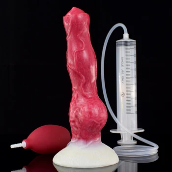FAAK Realistic Dog Dildo Squirting Function Stimulation Penis Animal Anal Toys For Female Masturbator Silicone Intimate Toys 3