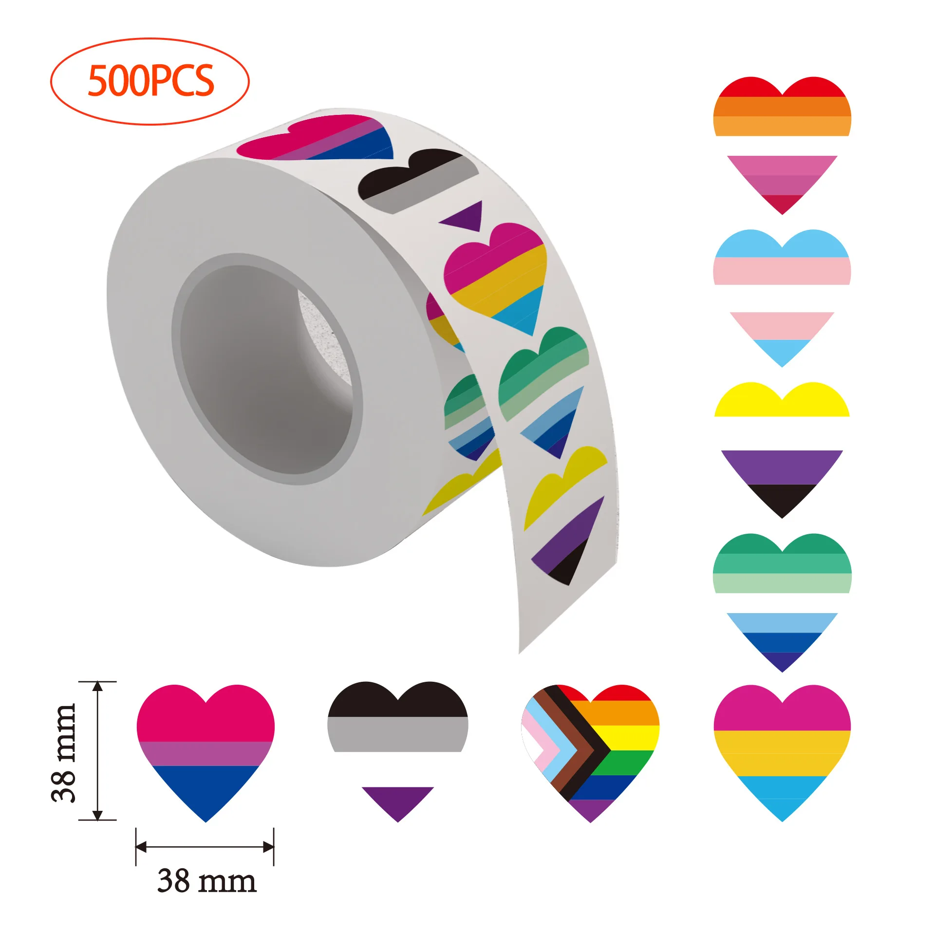 Decorative Stickers Self Adhesive Stickers Adhesive Stickers Decorative Labels Stickers Pride Stickers Rainbow Heart Shaped Labels Adhesive Stickers Special Gifts Home Decoration LGBT