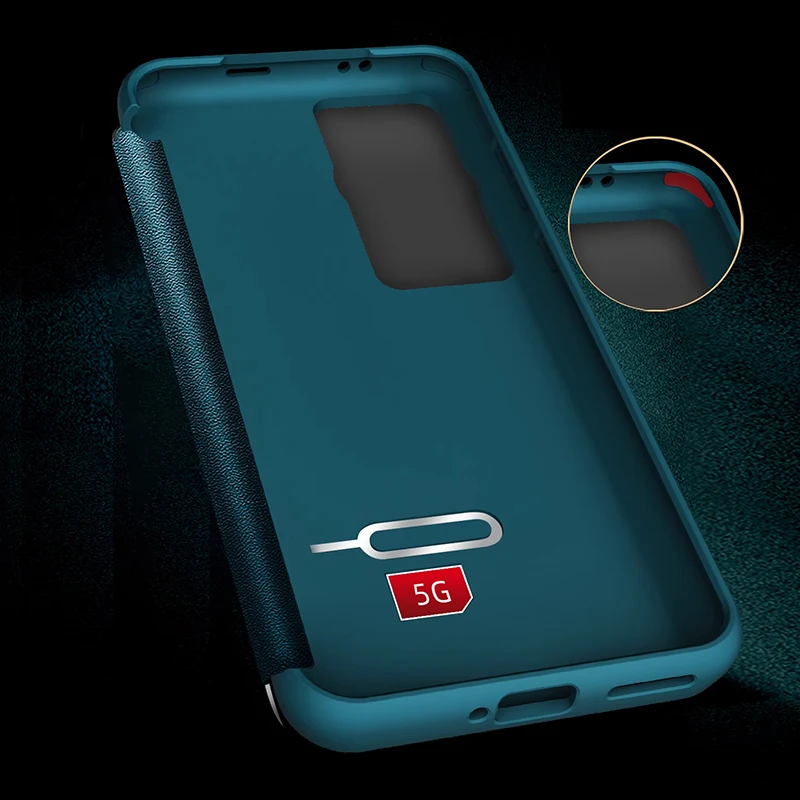 Leather Window View Flip Cover - Shockproof Wallet Case