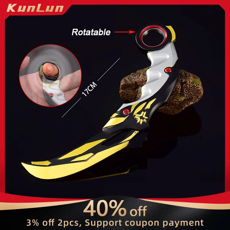 17cm Valorant Karambit New Champions Rotatable Balisong Weapon Metal Game Model Mili Tery Training Knife Safety Toys Boys
