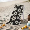 Black Background Small White Flower Printed Beach Towel Is A Must-Have For Summer And Holiday Bathroom Decoration Beach
