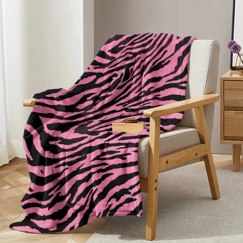 Pink Leopard Print Throw Blanket Zebra Skin Warm Plush Blankets Kids Adults Teen for A Living Room Sofa Couch and Bed Decorate 4