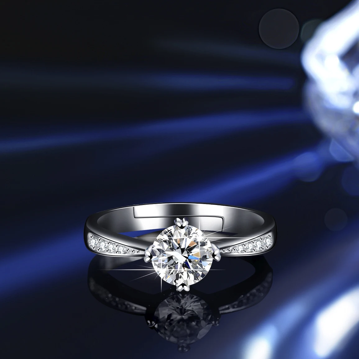 Silver cross ring Silver heart ring Silver rose ring Silver rings Silver ring Gold plated silver ring Silver plated ring 925 sterling silver Mozambican stone one carat diamond lady ring by romantic love four claw love shape
