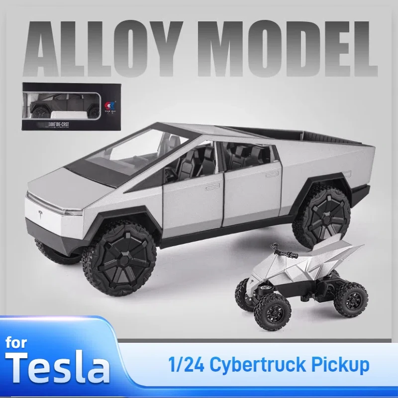 

1/24 Cybertruck Pickup Trailer For Tesla Car Alloy Model Diecasts Metal Off-road Vehicles Ornaments Kids Toys Unique Gift