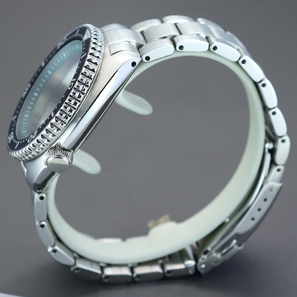 45mm Herren-Taucheruhrgehäuse für Mod Abalone NH34 NH35 NH36 38 Uhrwerk Saphirglas Uhrengehäuse 20atm Stahlarmband – Detail 4