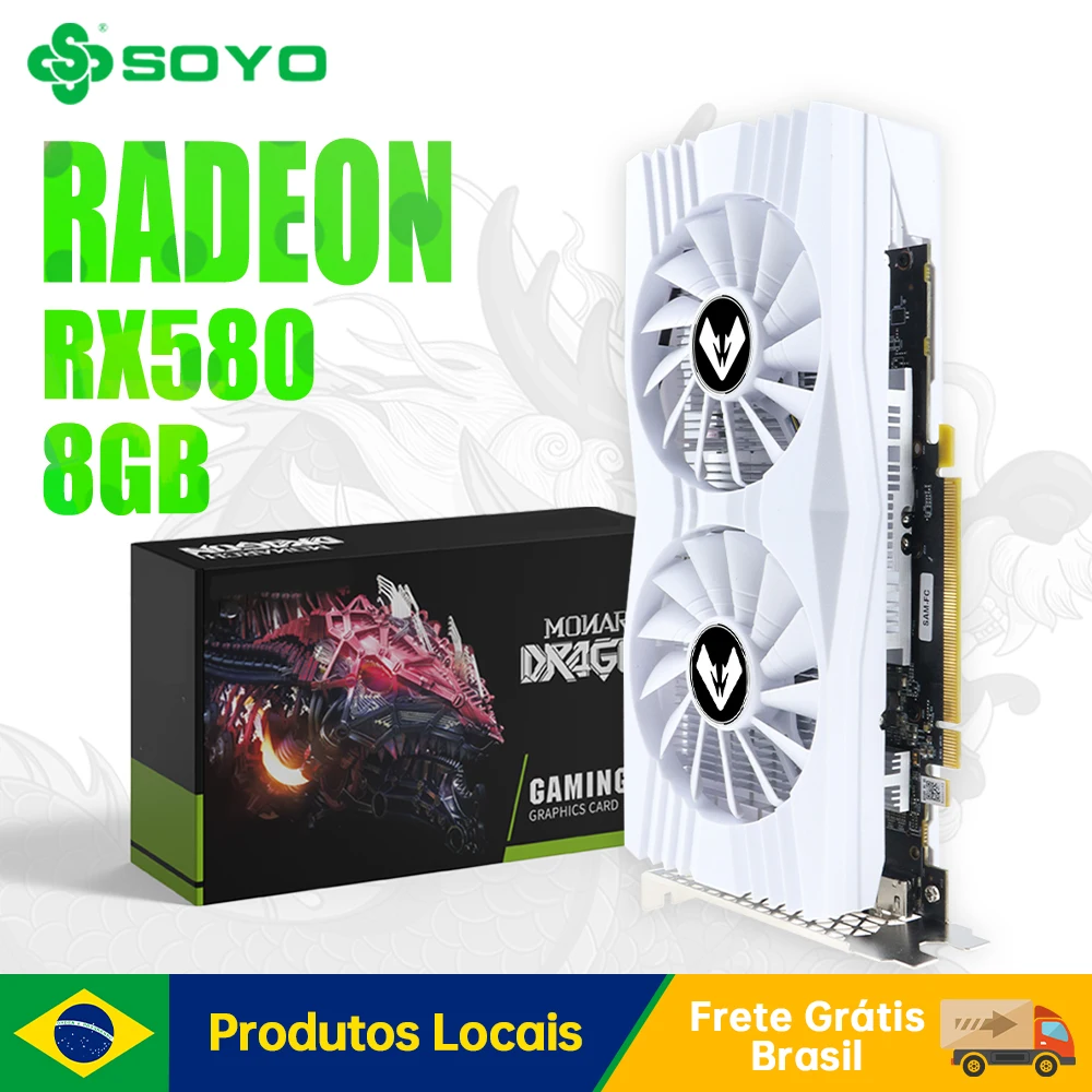 SOYO New Video Card AMD Radeon RX580 8GB 2048SP White Gaming