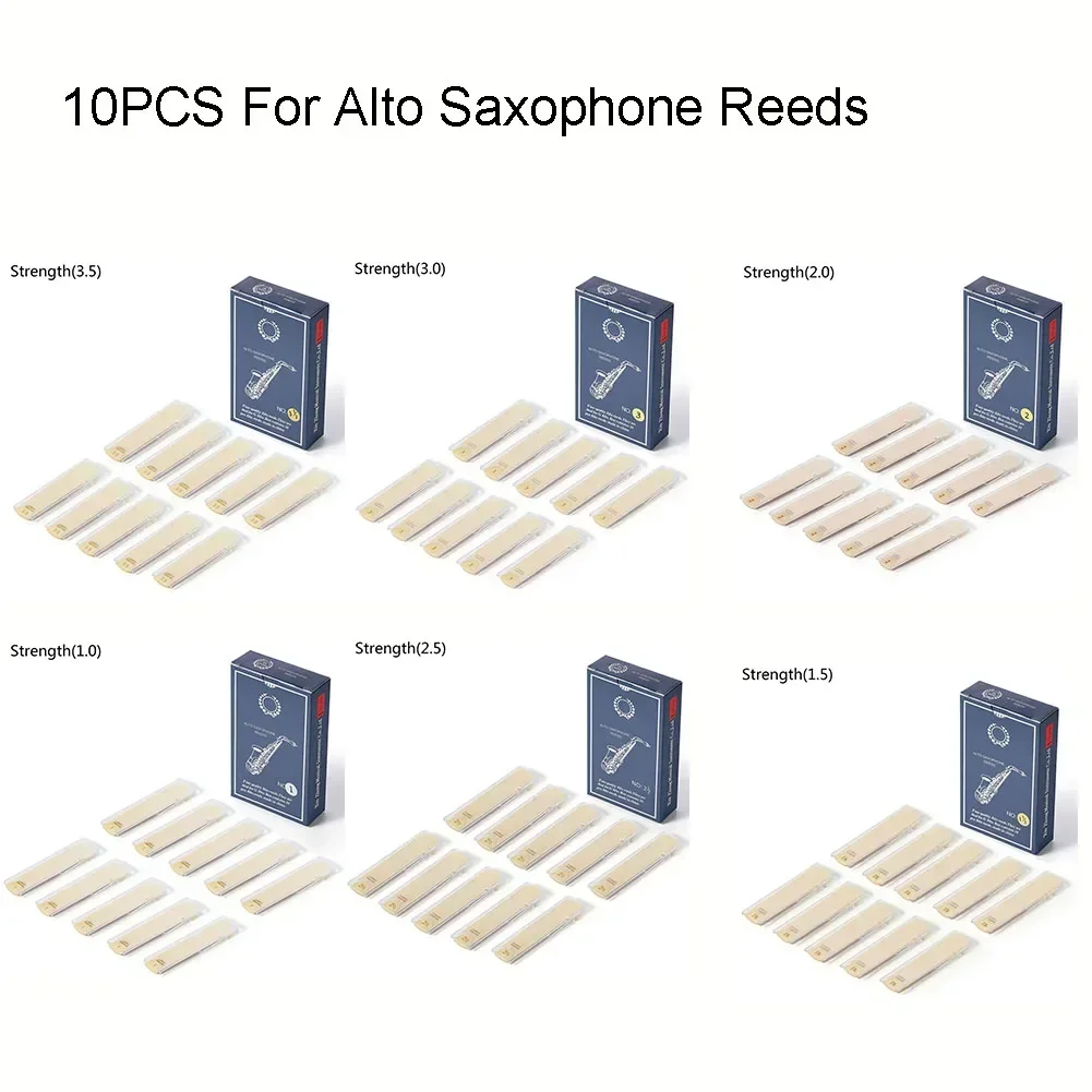 Reed Alto Saxophone Reeds Strength 1.0 1.5 2.0 With Consistent Size 10PCS Alto Saxophone Reeds Durable