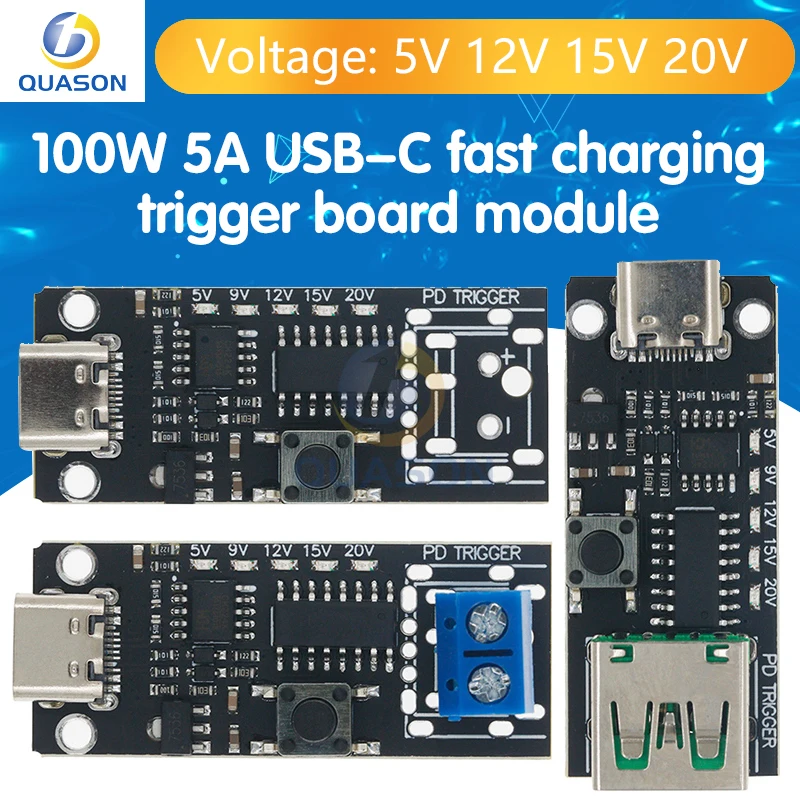 100W 5A Usb-C Modulo Scheda Trigger A Carica Rapida Scheda Decoy Pd/Qc Ricarica Rapida Usb Type-C Pd 2.0 3.0 Modulo Boost Di Alimentazione