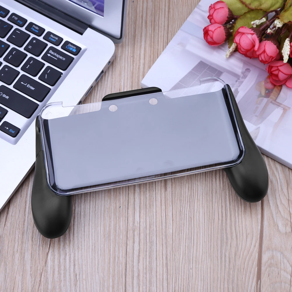 3 in 1 Hand Grip +Crystal Case+Plastic Stylus Pen for Nintendo NEW 2DS LL 2DS XL Console Black Accessories 1.5m cable+ bag