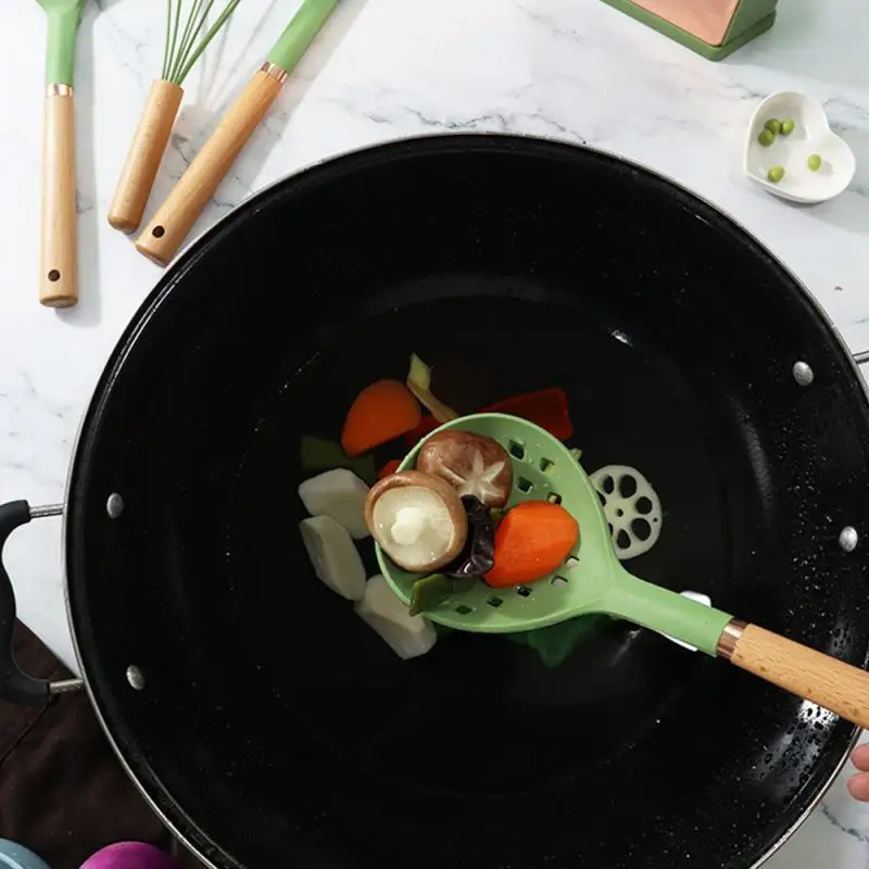 Silicone Kitchenware Non-Stick Cookware Kitchen Utensils Set Spatula Shovel Egg Beaters Wooden Handle Kitchen Cooking Tools kitchen utensils set
