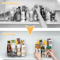 360° Rotating Storage Trays Kitchen Cabinet Spice Turntable Multifunction Bathroom Makeup Clear Organizer Kitchen Accessories 2