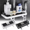 Shower Storage Holder Bathroom Shelf Pole Shelves Shampoo Tray Stand No Drilling Lifting Rod Shower Head Holder Rack Organizer 1
