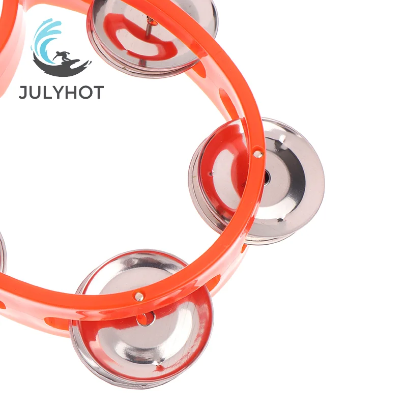 Kindergarten Hand-held Tambourine Metal Bells Plastic Rattle Ball Percussion KTV Party Kids Game Toy Musical Instrument