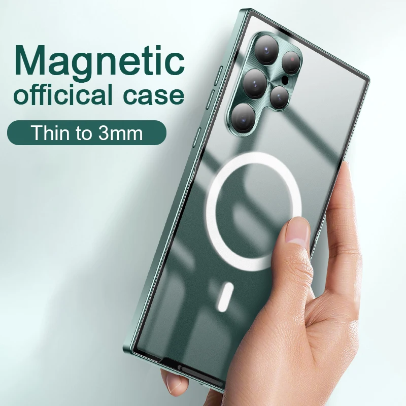 Magic Shield Ultrathin Metal Case For Samsung Galaxy Note20 S22 S21 S23 Ultra Note10 Plus S20 FE Transparent Frosted Back Cover_voghion.com