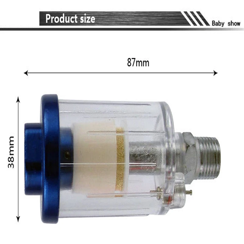Air Oil Water Separator Filter Kit for 1/4 Inch Compressor Spray Paint Gun Water Trap Clear Painting