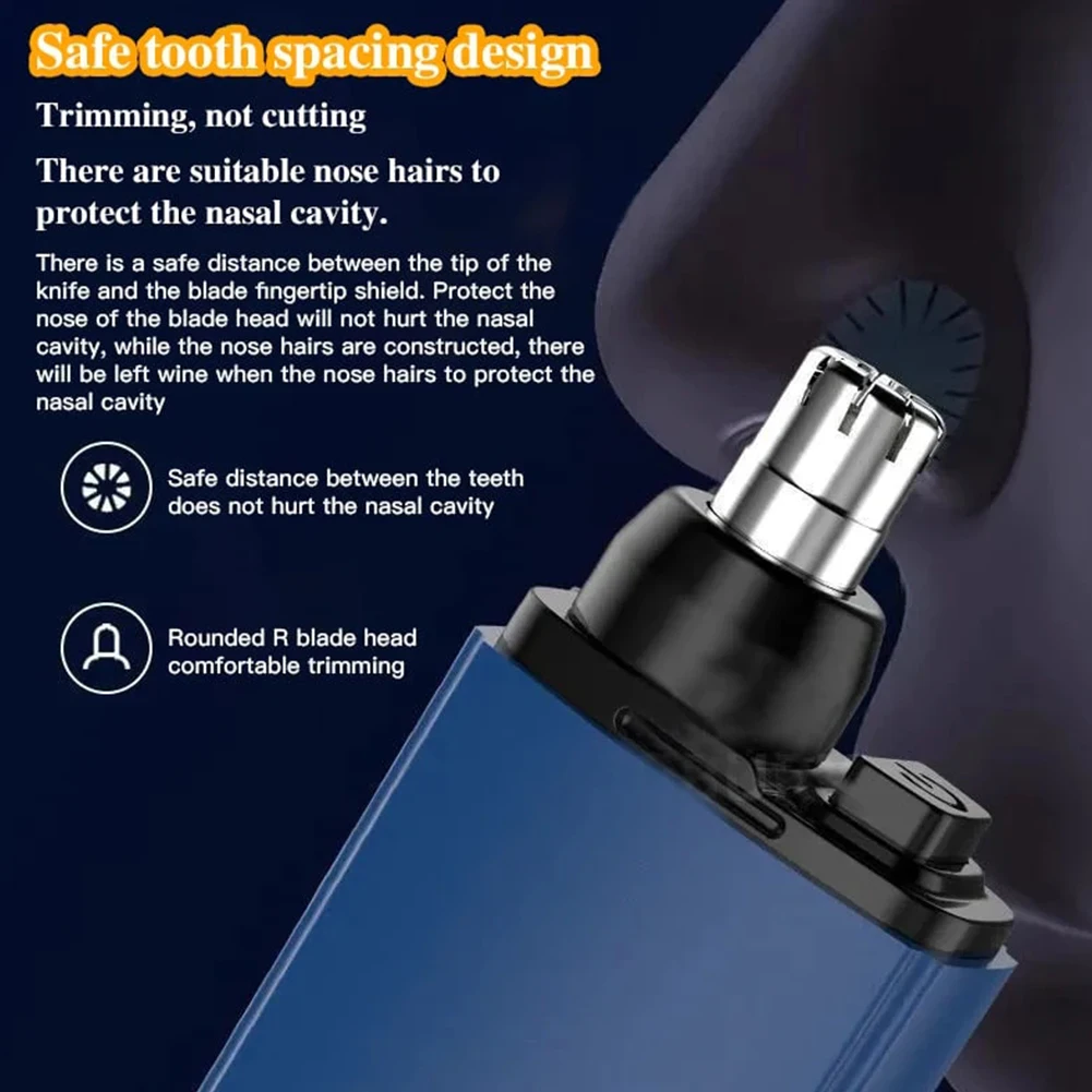 Portable Nose Hair Trimmer 2 in 1 Rechargeable USB Eyebrow Facial Hair Trimmer Clipper Powerful Electric Nose Hair Shaving Tools 4