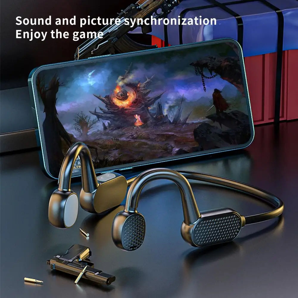 

Wireless Earbud Sweatproof Buttons Control Lightweight LED Digital Display Bone Conduction Headset